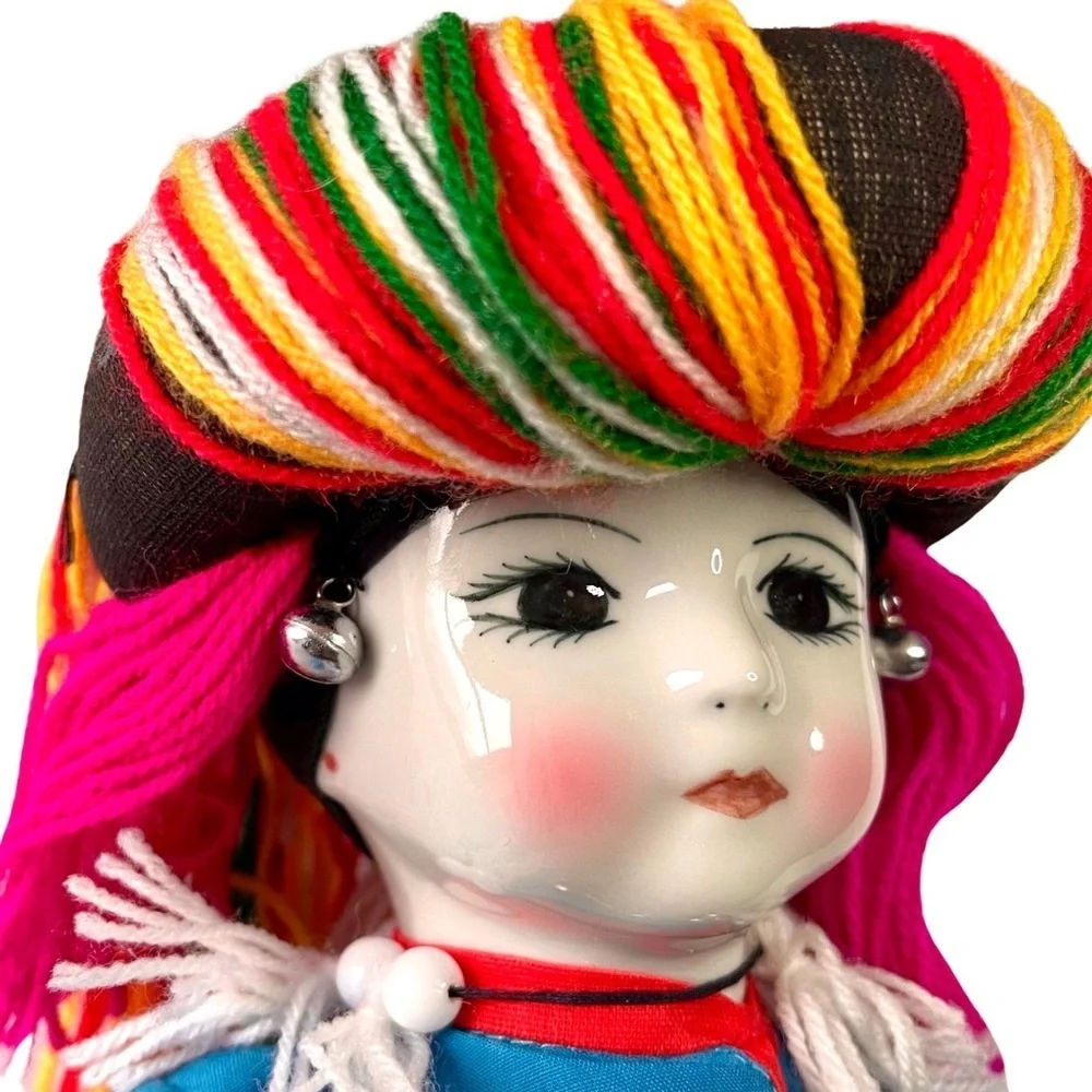Vintage Thailand Lisu Hill Tribe Village 13” Female Porcelain Doll